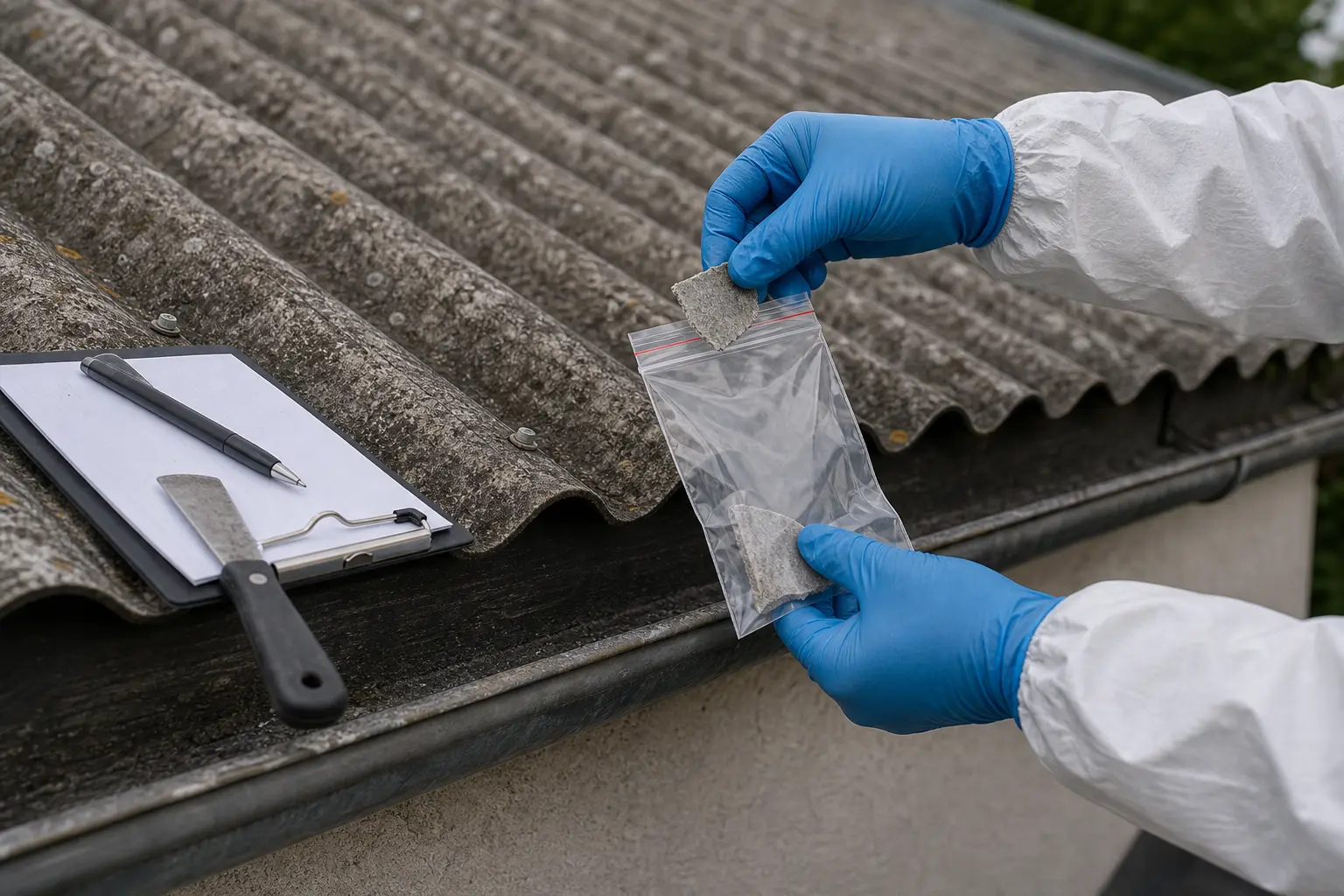 Materialprobe und Dokumentation bei Asbestverdacht