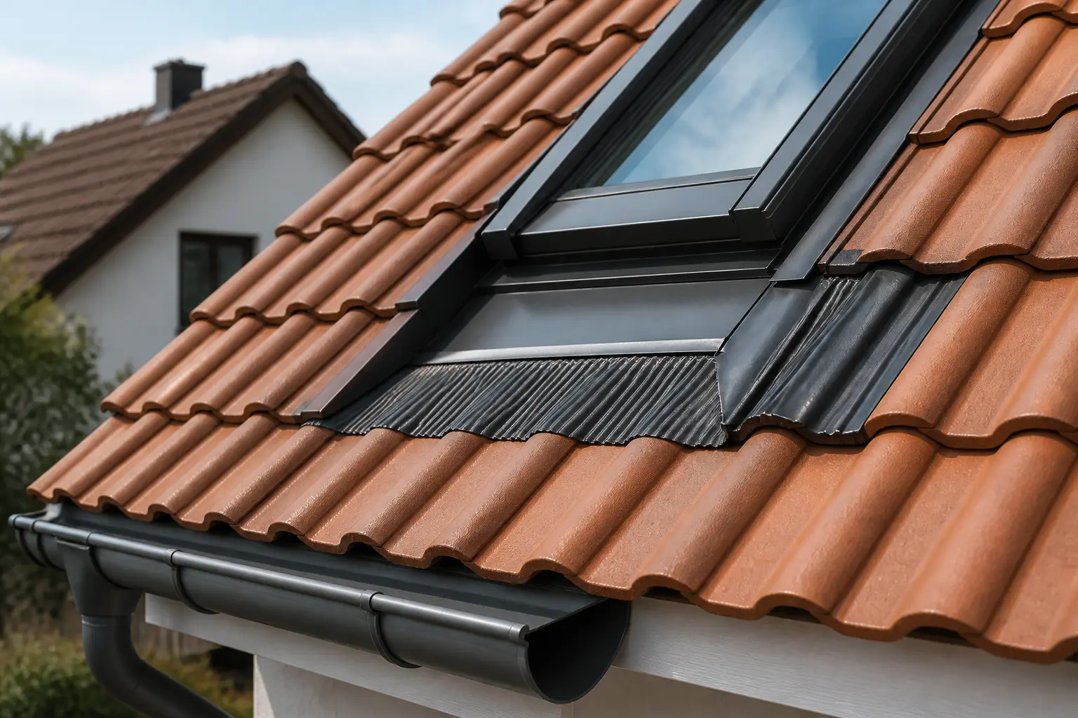 Dachfenster Anschluss an einer Dachfläche