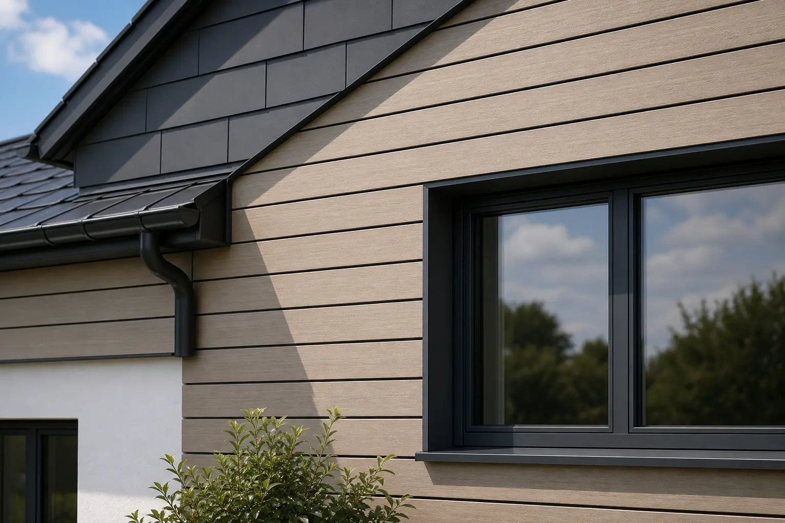 Fassadenverkleidung mit horizontalen Aluminium-Sidings