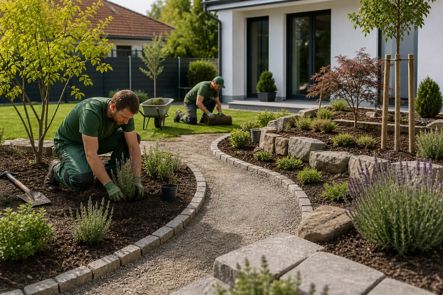 Gartenlandschaftsbau mit Wegen und Außenbereichen