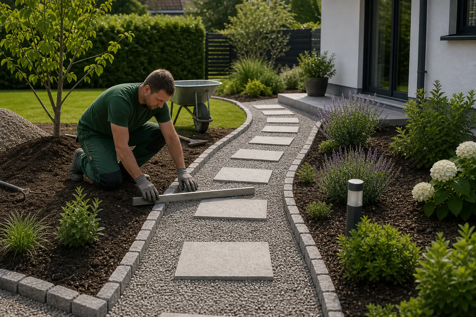 Gartenlandschaftsbau Material und Vorbereitung