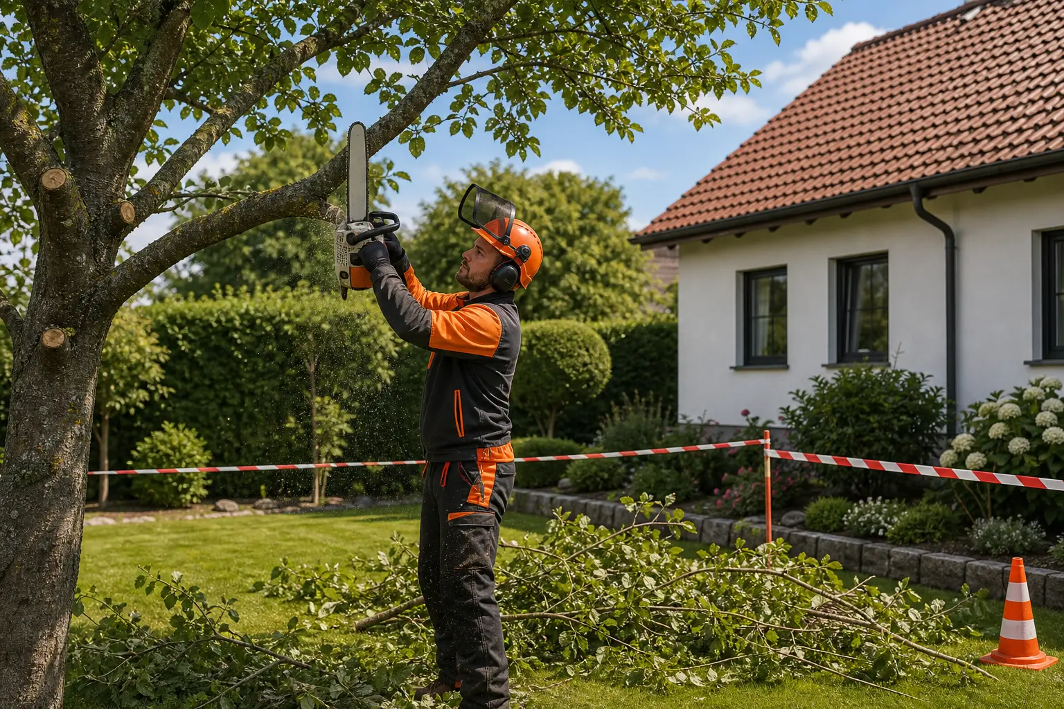 Holzfaellerarbeiten rund um Grundstueck und Garten