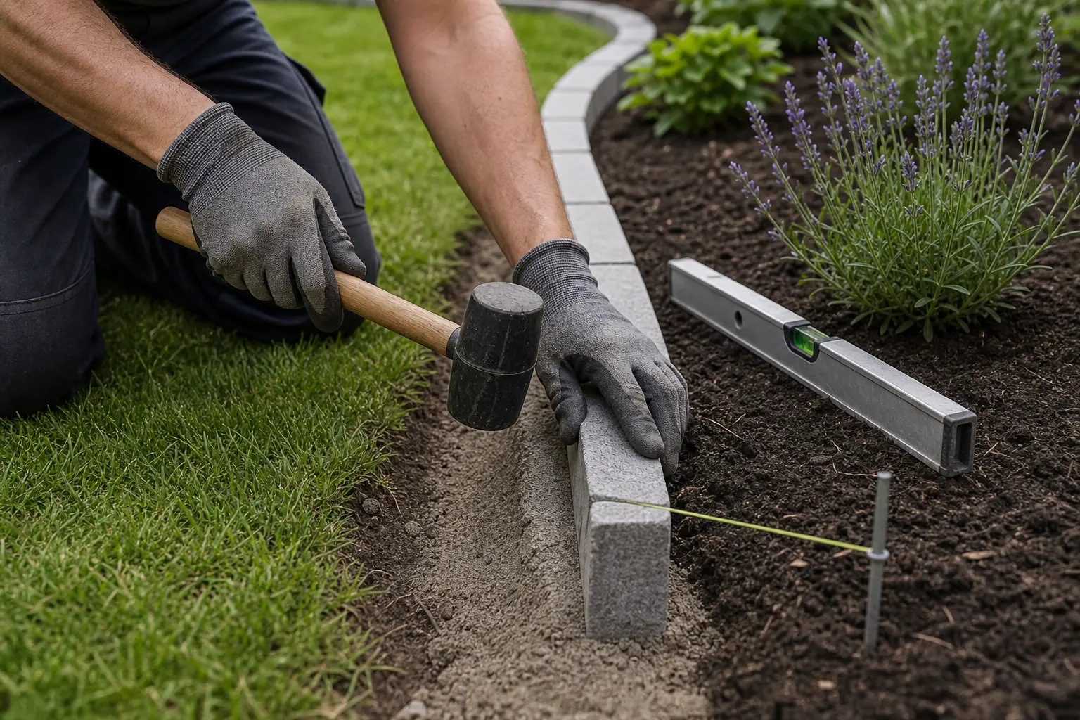 Rabatten setzen Detailarbeit