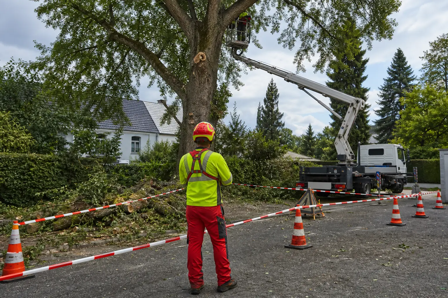 Baumarbeiten mit gesichertem Arbeitsbereich vorbereiten