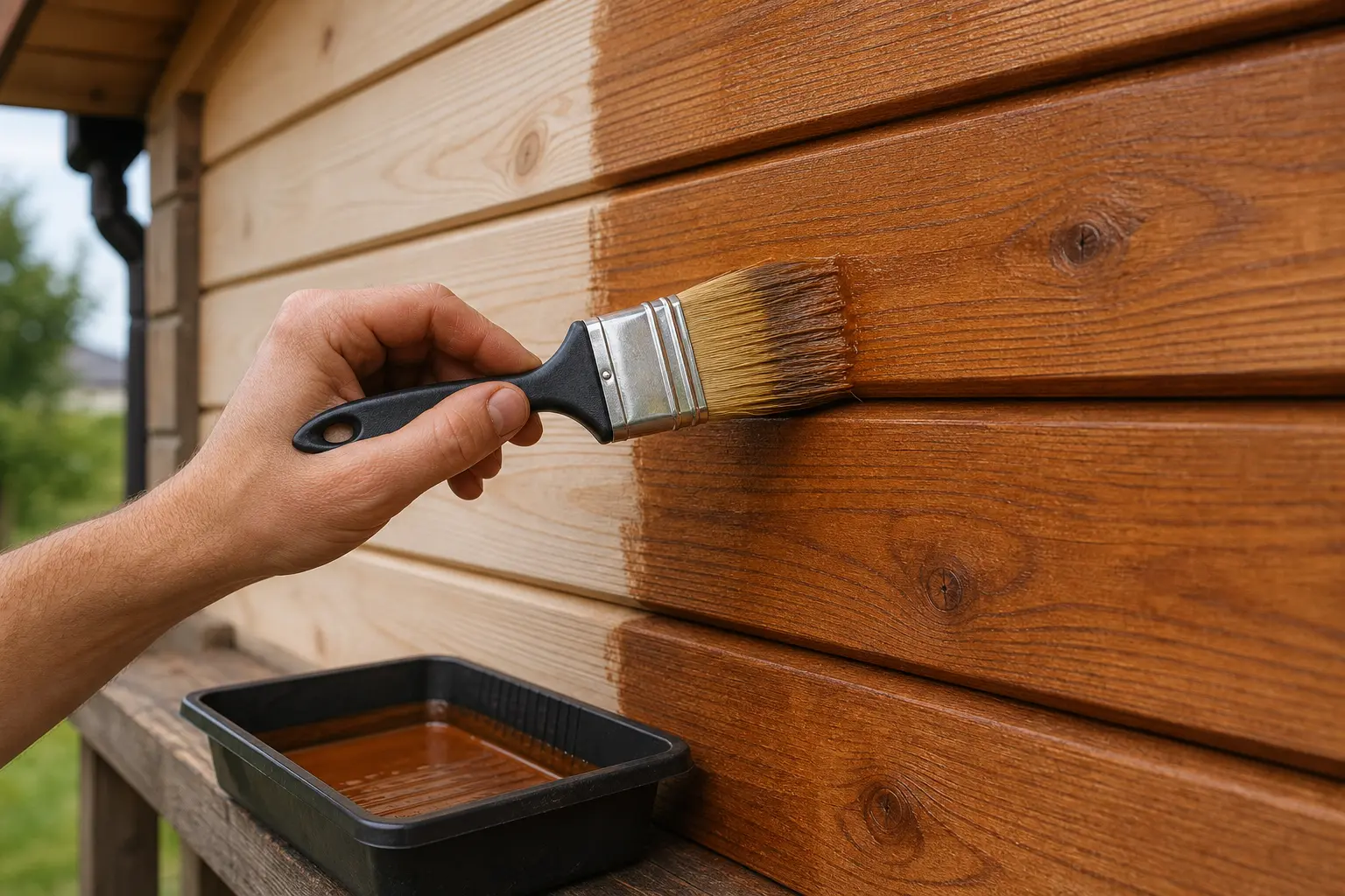 Lasurauftrag auf Holzfassade