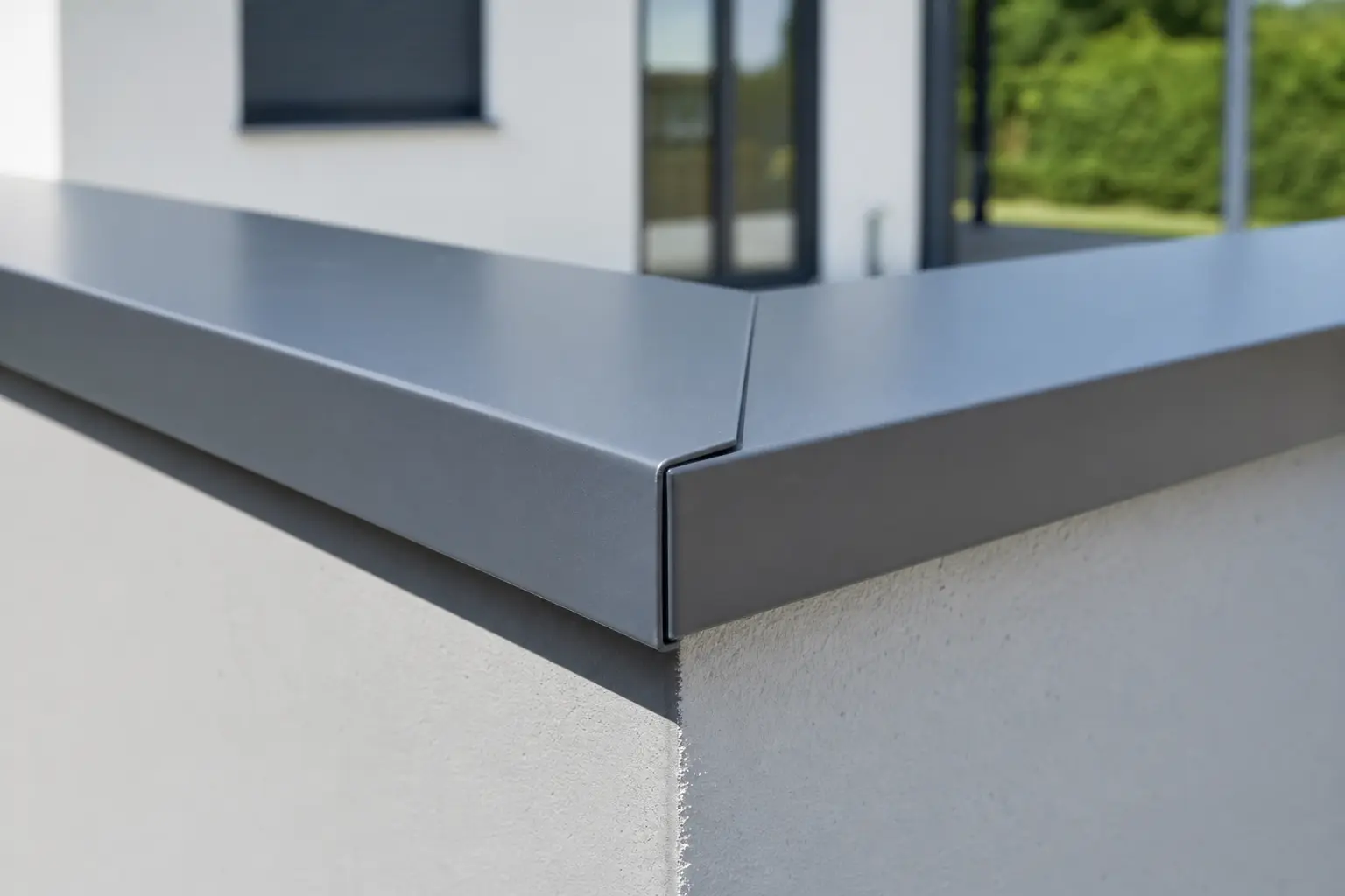 Mauerecke mit gefalzter Metallabdeckung
