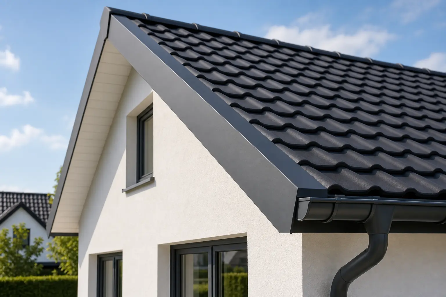 Ortgangverkleidung farblich passend zu Dach und Fassade
