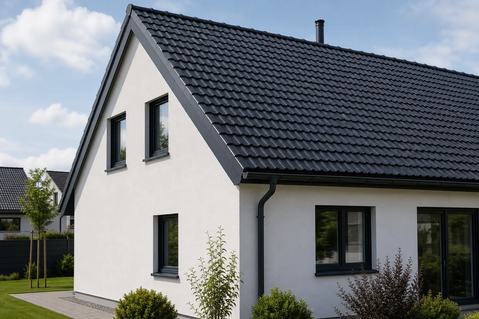 Ortgangverkleidung passend zu Dach und Gebäude montiert