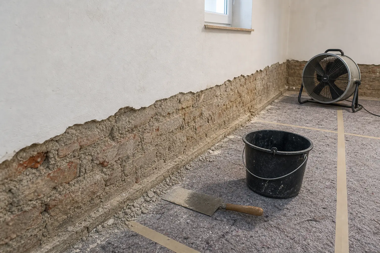 Trockenlegen Detailarbeit